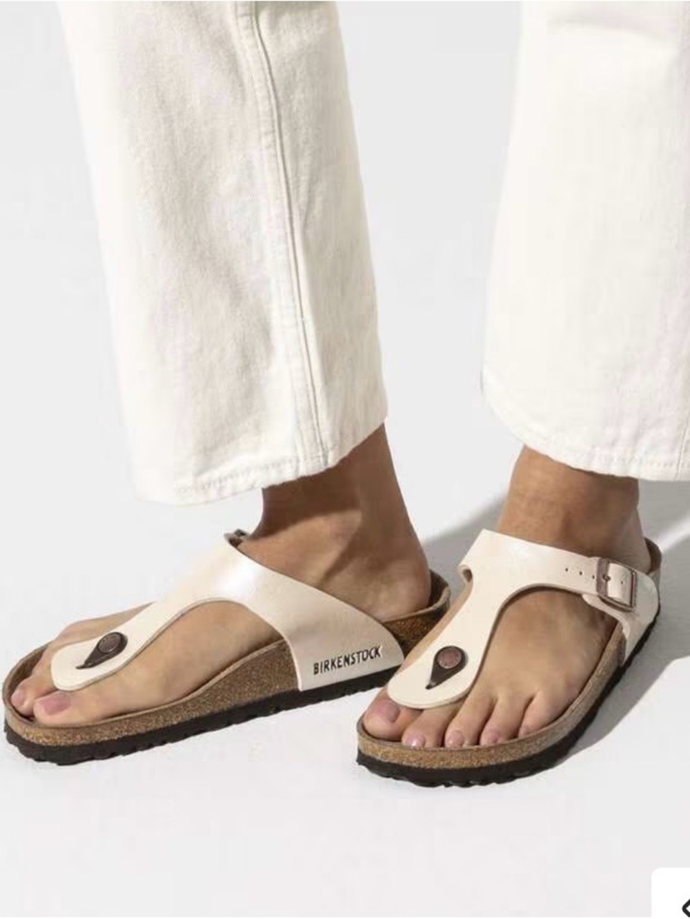 Birkenstock Gizeh Thong Sandals in Graceful Pearl White